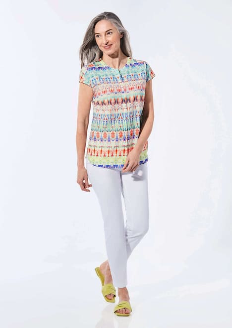 Kurzarm Printbluse für Damen multicolor