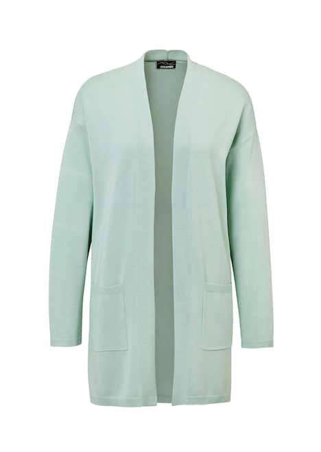 Longstrickjacke mit aufgesetzten Taschen