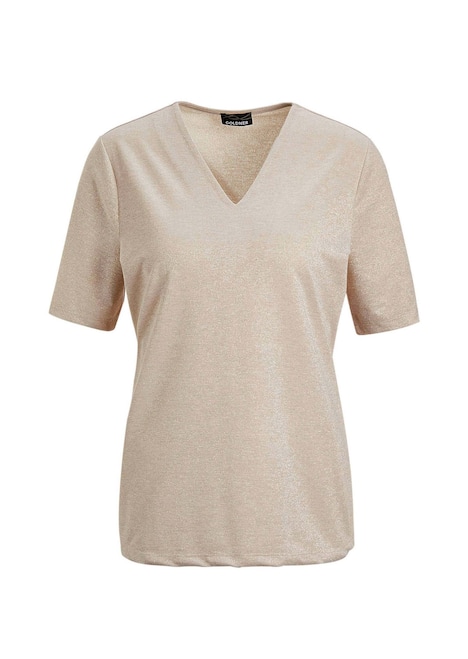 Braunes Halbarm-Shirt mit Glanzeffekt