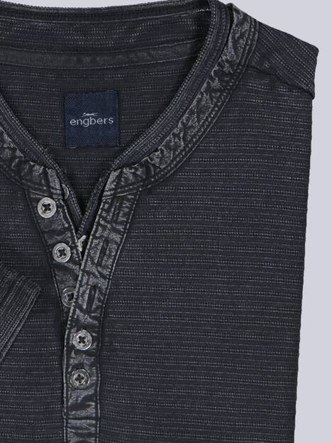 engbers Herren Henley T-Shirt , Schwarz