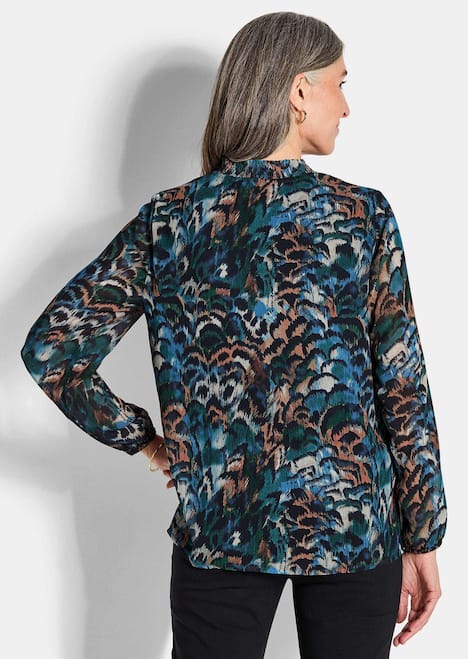 Leichte Jersey-Druckbluse, Langarm