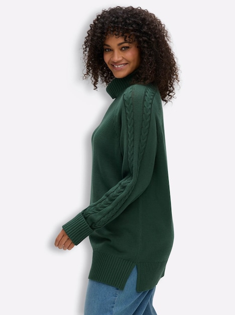 Pullover Rollkragenpullover im Rippstrickmuster Langarm Rollkragen