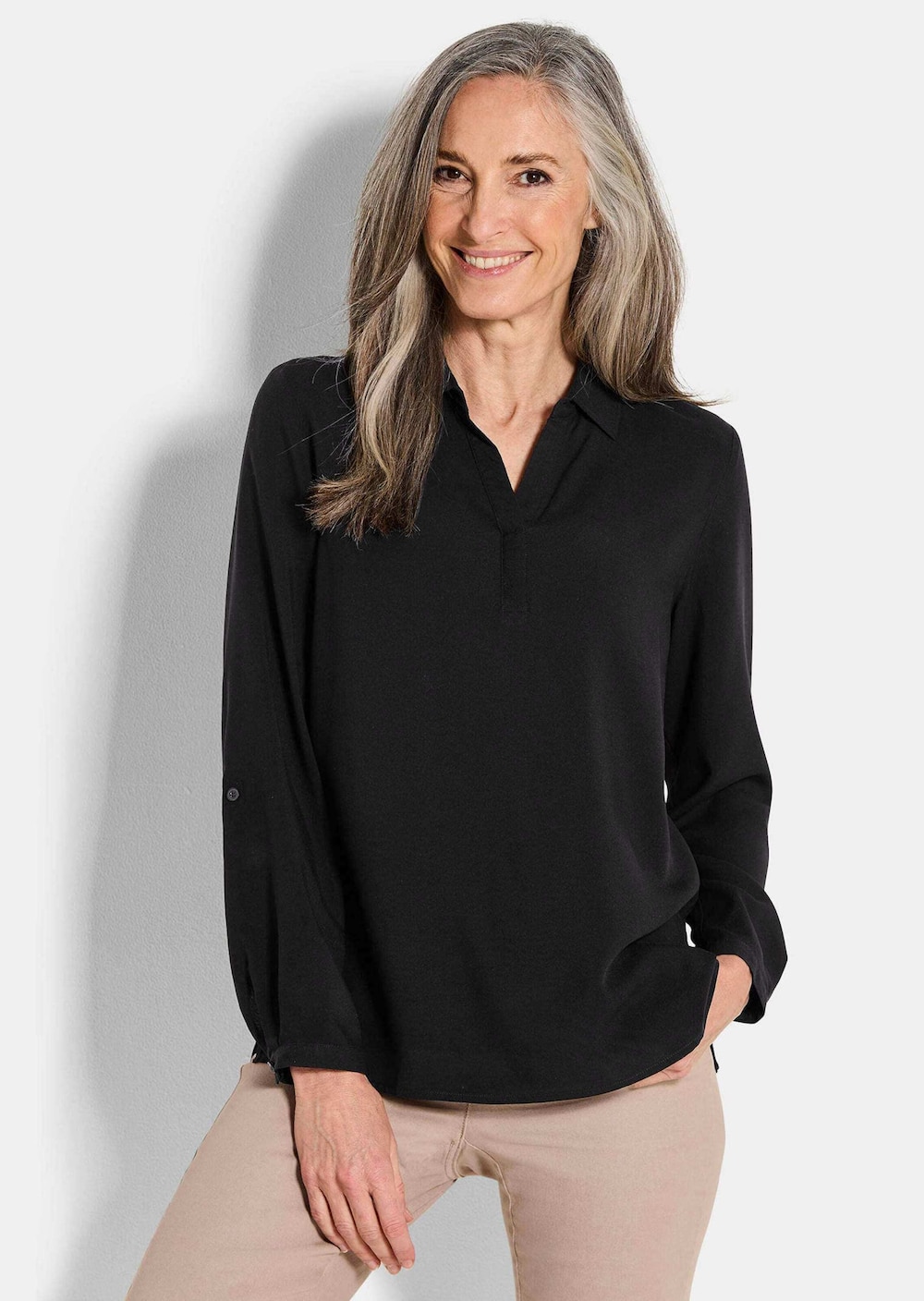 Zeitlose Viskosebluse mit Hemdkragen