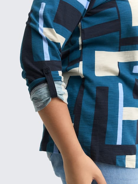 Henley Blusenshirt mit Muster