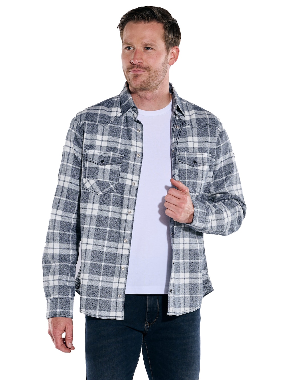 engbers Herren Overshirt kariert , Anthrazit