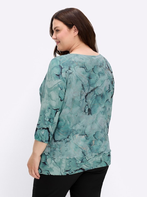 Mesh-Shirt 3/4-Arm Sonstiges Muster Ohne Kragen