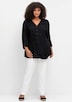 Longbluse 3/4-Arm Uni Ohne Kragen