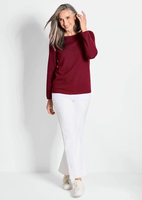 Kaschmirpullover mit U-Boot Ausschnitt