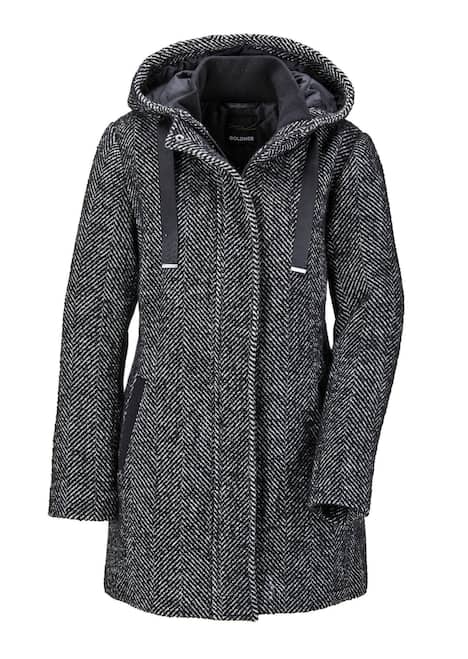 Wollmantel mit Fischgräten-Muster