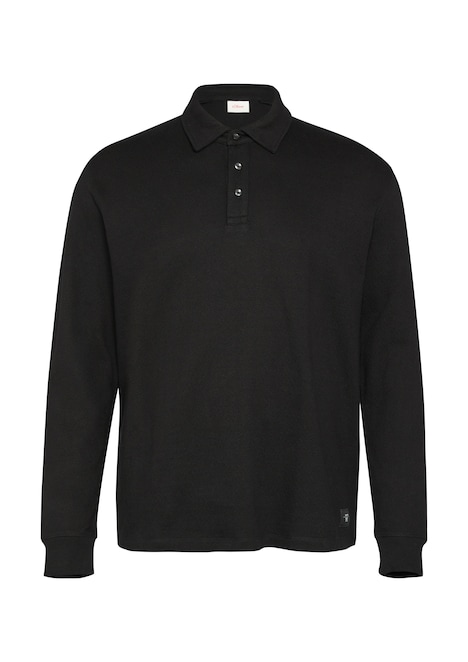 Strukturiertes Langarm-Poloshirt im Relaxed Fit