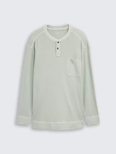 Henley Langarmshirt mit Waffelstruktur