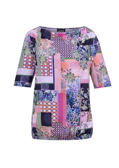 Stretchblouse met patchworkpatroon