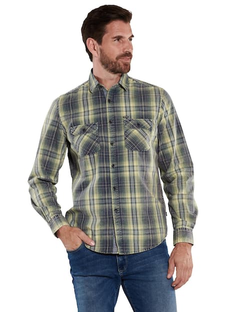 engbers Herren Langarm-Hemd kariert , Gelb