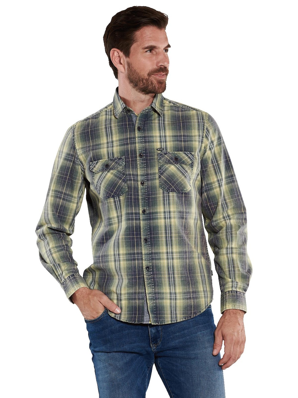 engbers Herren Langarm-Hemd kariert , Gelb