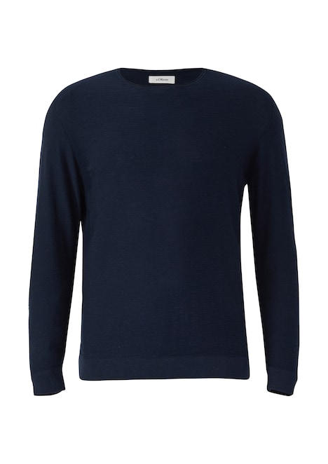 Strickpullover mit Flammgarnstruktur und Rollkante