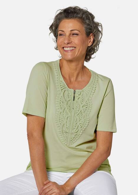 GOLDNER Kanten shirt Shirt met ronde hals en gehaakt kant