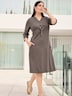 Kleid 3/4-Arm Ohne Kragen