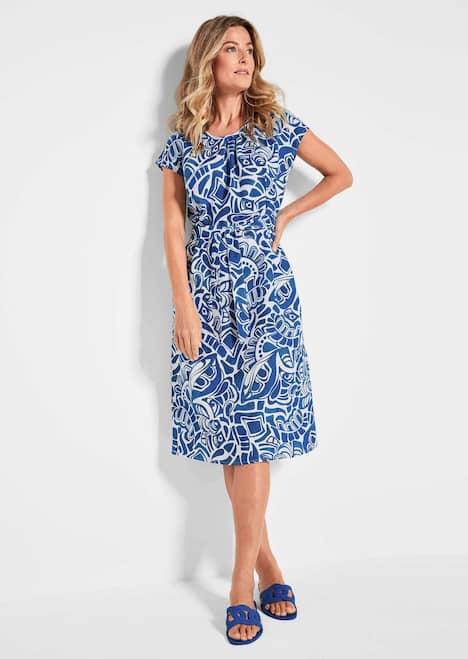 Leinenkleid Ethno, Halbarm