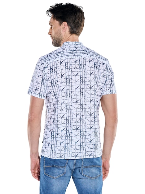 Herren Kurzarmhemd mit Stehkragen und Muster , Grau