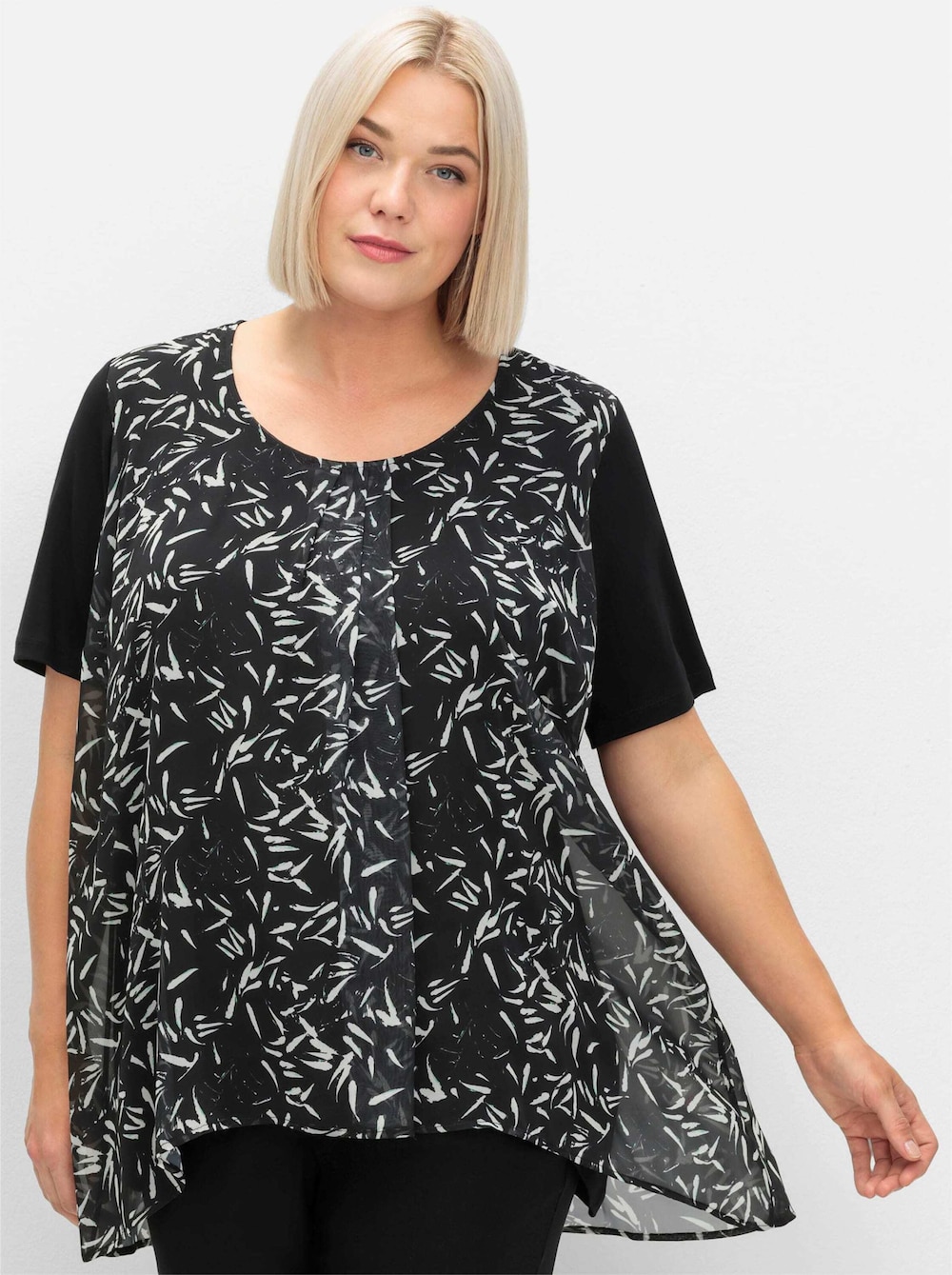 Blusenshirt Kurzarm Mehrfarbig Ohne Kragen