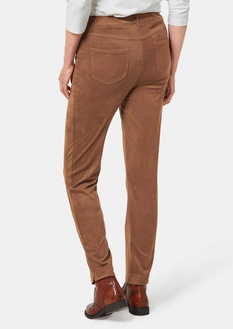 Bi-elastische Hose in superweichem Veloursleder-Look