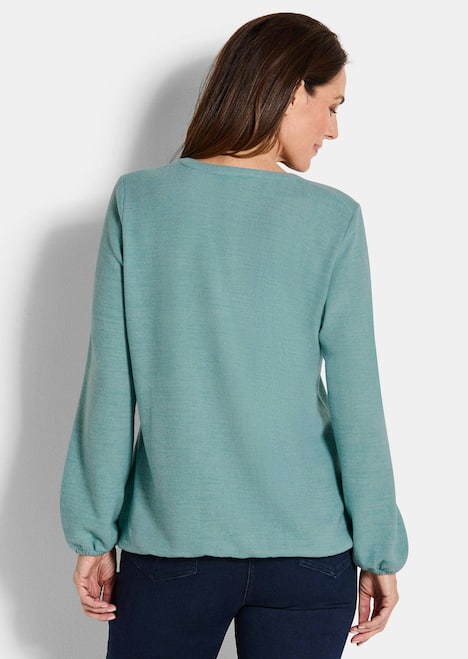 Elegante Bluse mit Zierblende, Rundhals