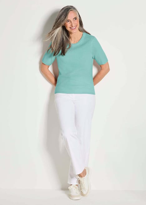 GOLDNER Pullover van kasjmier met ronde hals Pullover van kasjmier met korte mouwen en ronde hals