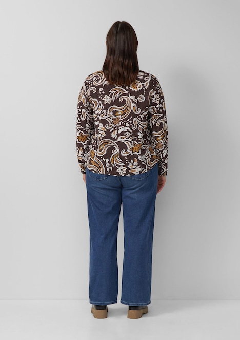 Strukturierte Viskosemix-Bluse mit All-over-Print