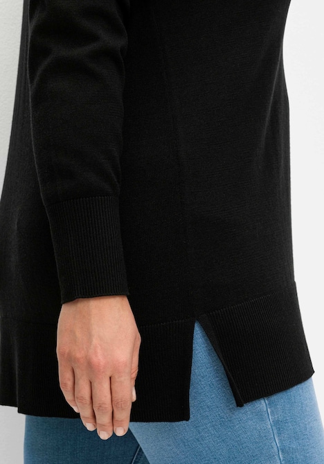 V-Ausschnitt-Pullover Langarm Uni