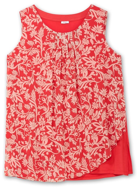 Blusentop Ärmellos Blumen Ohne Kragen