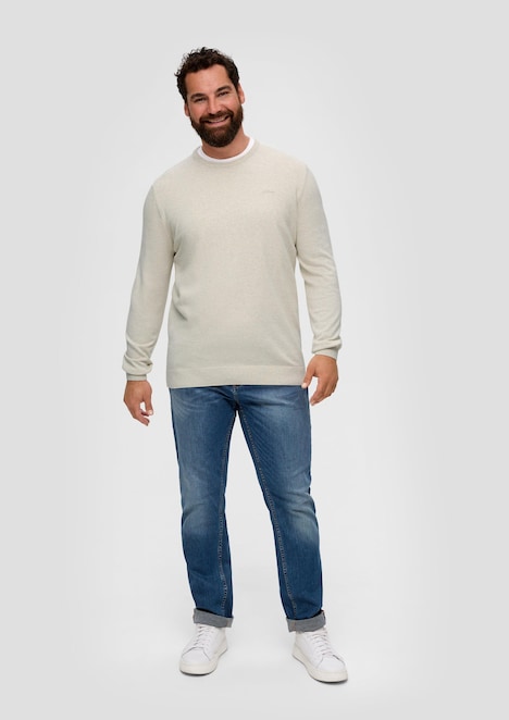 Baumwollpullover mit Logo-Stickerei