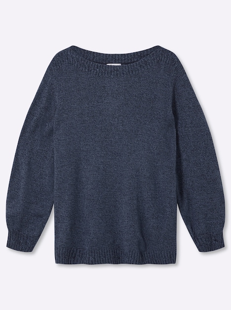 Langarm-Pullover Strickpullover mit U-Boot-Ausschnitt Langarm Ohne Kragen