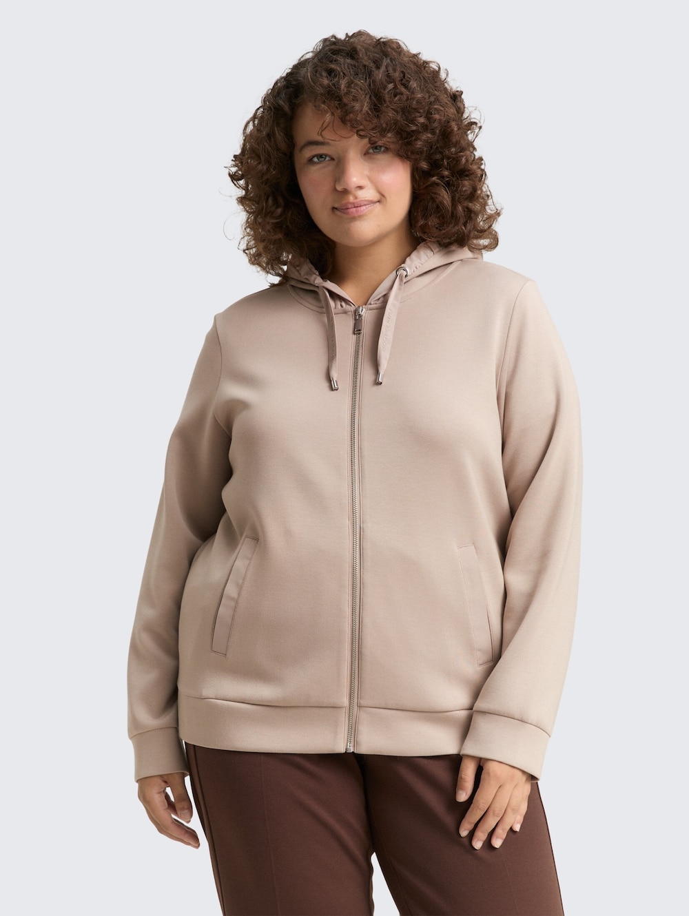 Tom Tailor Women PLUS Strick & Sweatshirts Plus Size - Hoodie Sweatjacke aus Scuba