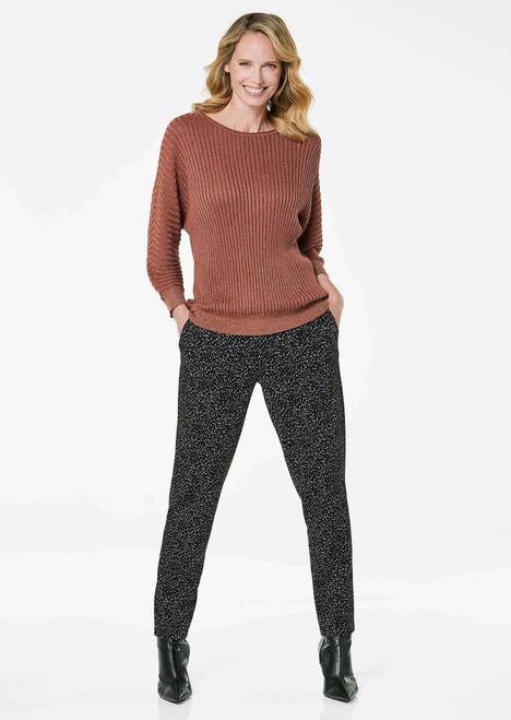 Rippenpullover mit Fledermausärmeln
