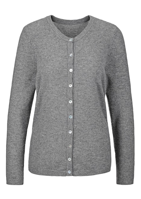 Kaschmirstrickjacke mit Rundhalsausschnitt