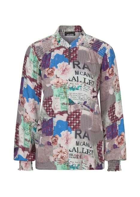 GOLDNER Blouse met print Blouse met een opstaande kraag van viscose-satijn