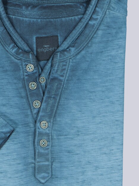 Herren Henley T-Shirt , Mittelblau