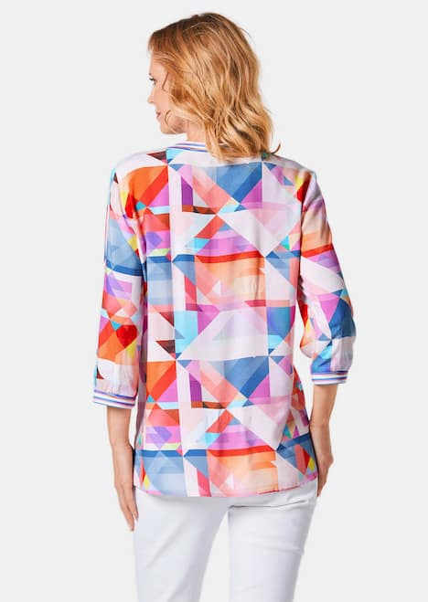 Viskose-Tunika mit 3/4-Arm und Druck