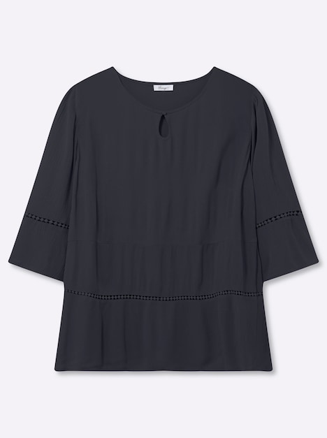 3/4-Arm-Bluse 3/4-Arm Ohne Kragen