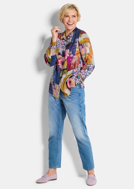 Viscose blouse met patchworkprint