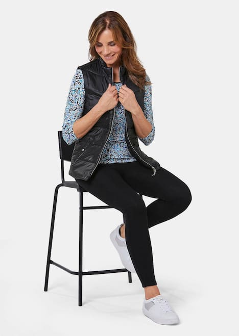 GOLDNER Gewatteerde bodywarmer Licht, doorgestikt vest met opstaande kraag