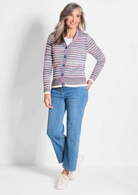 Langarm Jacke mit Muster, V-Ausschnitt