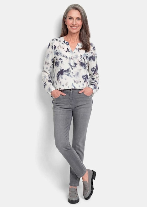 Bloemenprintblouse met V-hals