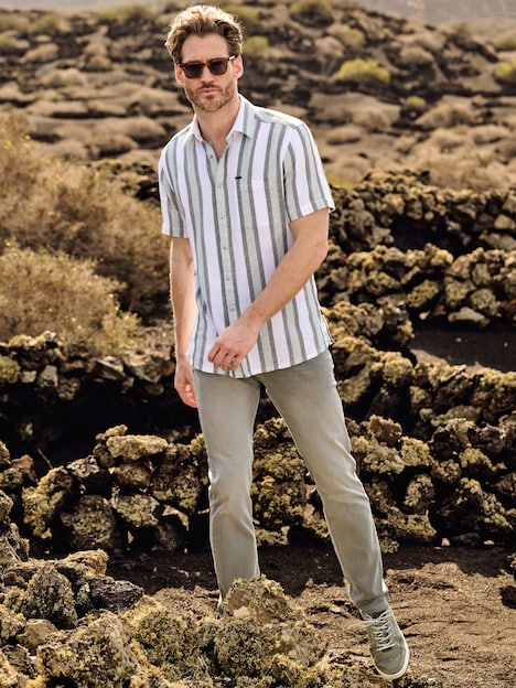 Herren Luftiges Leno-Baumwollhemd , Hellgruen