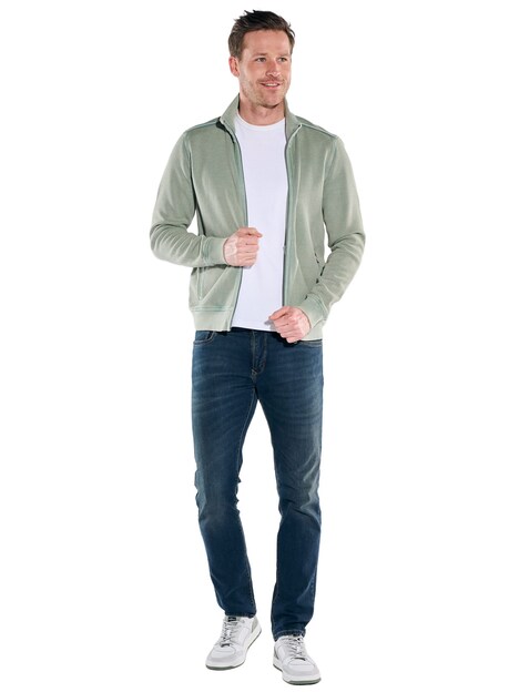 Herren Sweatjacke mit Stehkragen , Gruen