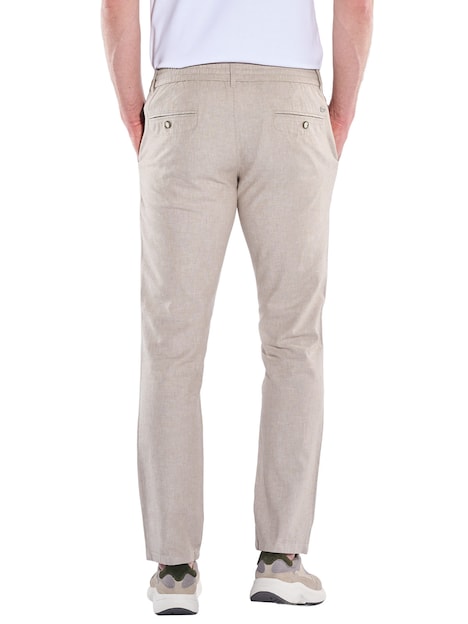 Herren Chino mit Leinenanteil , Braunbeige