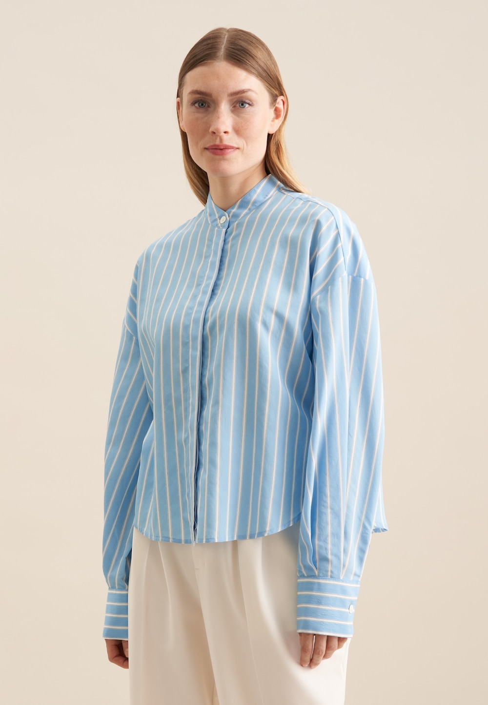 Damen Stehkragenbluse - Streifen