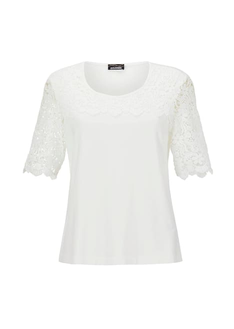 Viskose-Blusenshirt mit Spitze