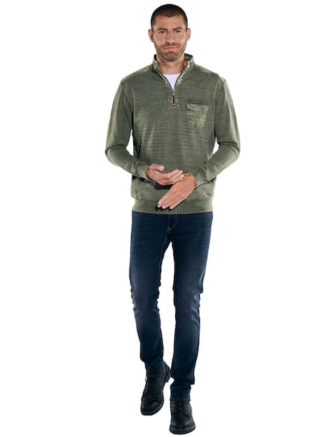 engbers Herren Sweatshirt mit Stehkragen , Khaki