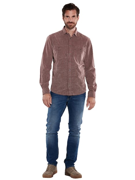 engbers Herren Langarm-Hemd uni , Dunkelrot